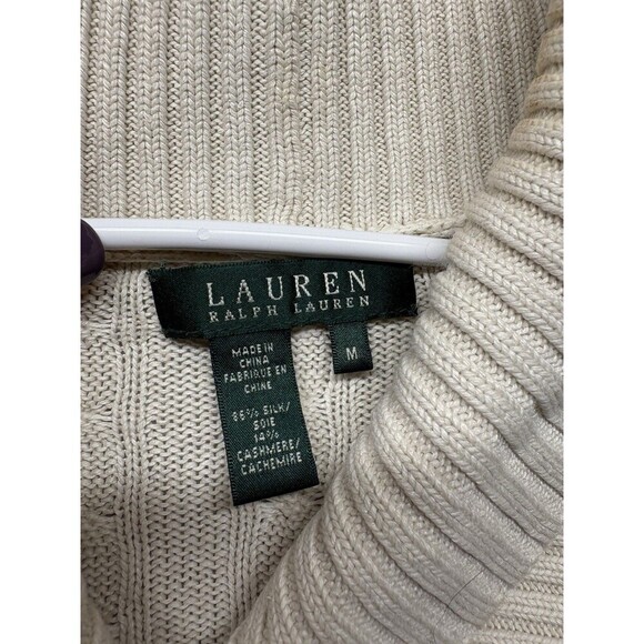 Lauren Ralph Lauren Womens Silk Cashmere Blend Cable Knit Pullover Sweater Med - Picture 2 of 3